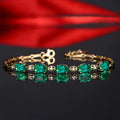 Vintage 925 Sterling Silver 18K Gold-Plated Emerald Bracelet Gemstone Bracelet Fashion Jewelry
