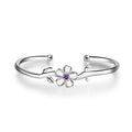 New 925 Sterling Silver Crystal Cherry Flowers Bracelet Fine Jewelry