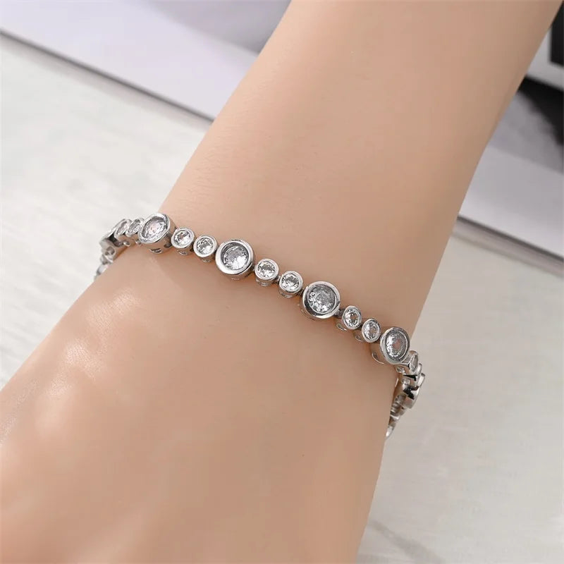 New 925 Sterling Silver Starry Bubble Pure Zircon Bracelet Fine Jewelry