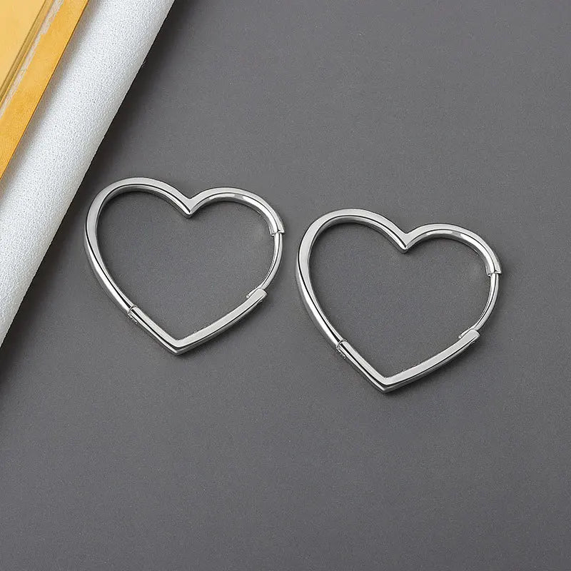 New 925 Sterling Silver 18k Gold Plated Earrings Heart Charm Jewelry Vintage
