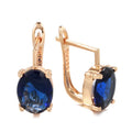 Real 14K Gold 585 Stamped Sapphire Earrings Fine Jewelry