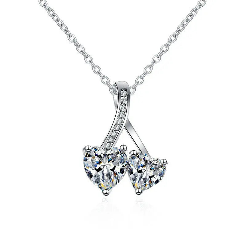 925 Sterling Silver Necklace Pendant Charm Zircon Heart Jewelry