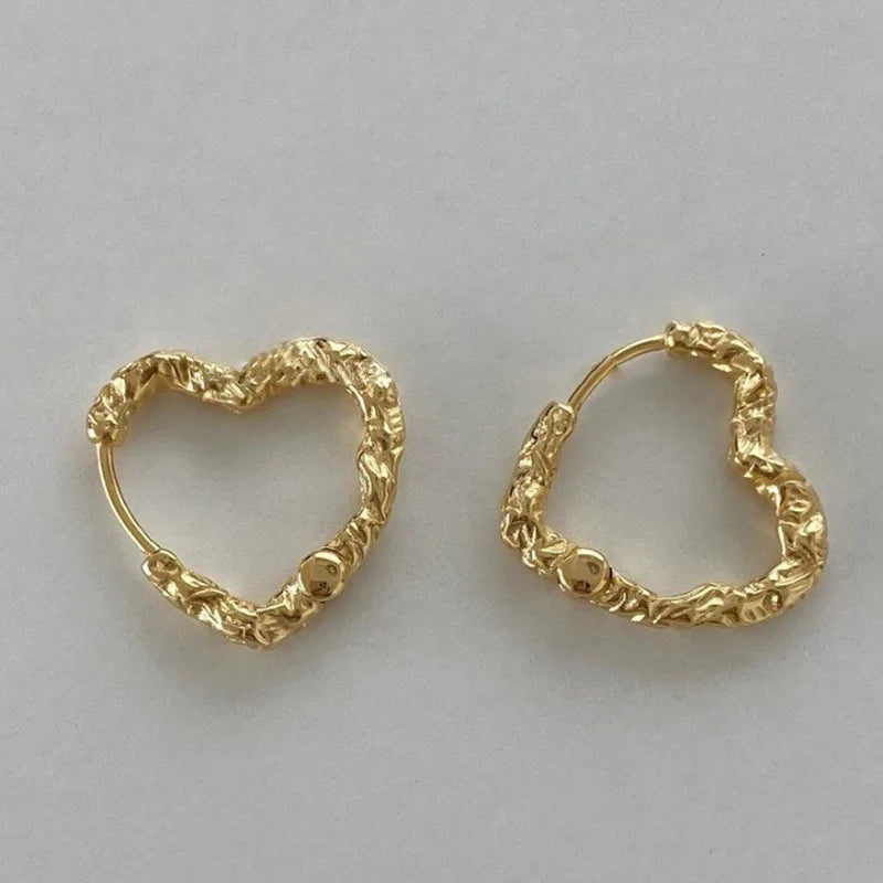New 925 Sterling Silver 18k Gold Plated Heart Hoop Earrings Fine Jewelry