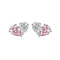 Real Money 925 Sterling Silver Earrings Pink Crystal Heart Shaped Water Droplet Zircon Jewelry