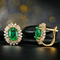 New 925 Sterling Silver 18k Gold Plated Oval Green Cubic Zircon Earrings Luxury Jewelry