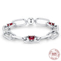 New 925 Sterling Silver Red Heart Charm Bracelet Jewelry