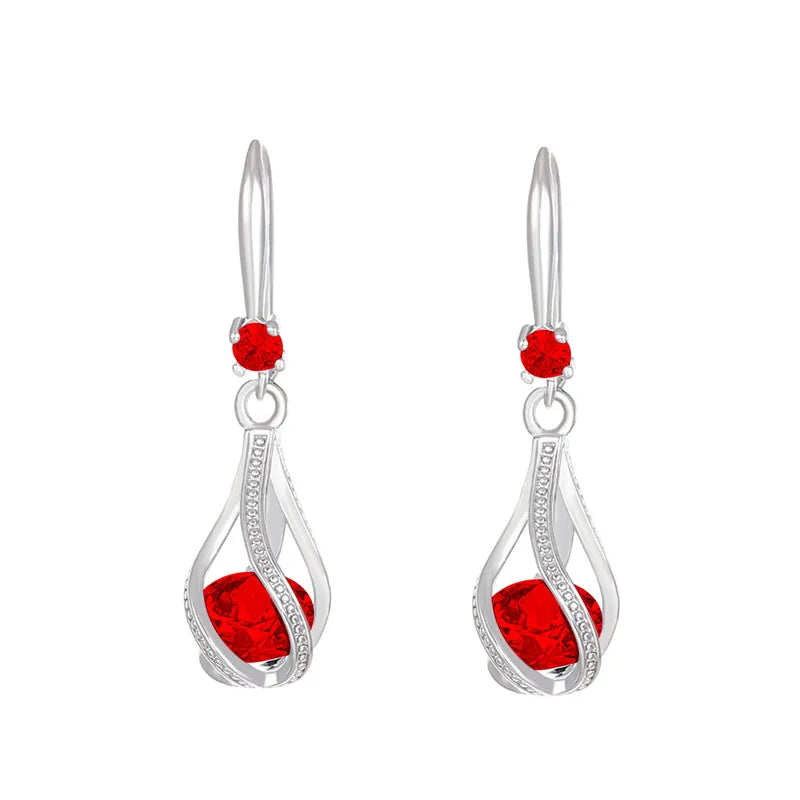 Fine 925 Sterling Silver Luxury Crystal Zircon Earrings Charms Jewelry Gift