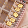 Stainless Steel Gold Plated Beautiful Design Cute Square Month Flower Birthstone Necklaces for Women Flower Necklace